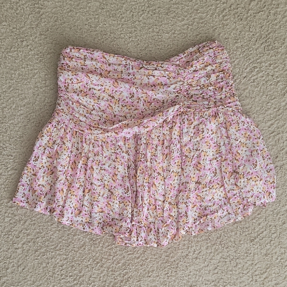 MINKPINK Floral Mini Skirt in Pink and White
